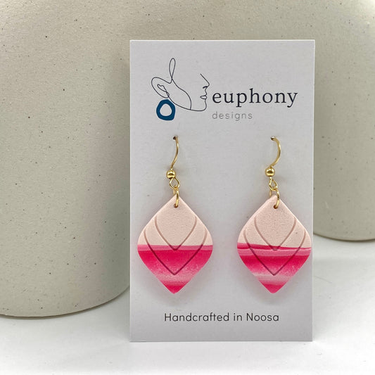Shades of Pink Two-Tone Rhombus Earrings