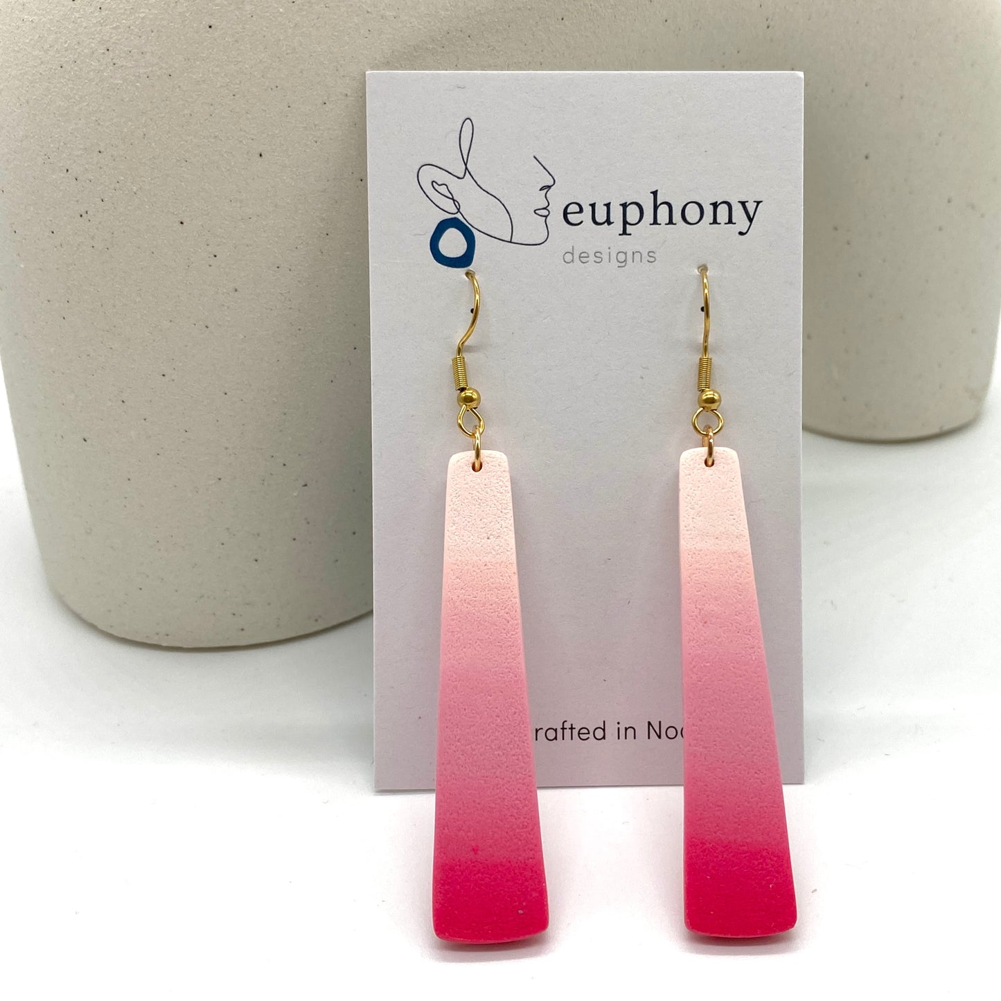 Shades of Pink Large Baton Statement Earrings