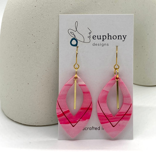 Shades of Pink Marquise Hoop Statement Earrings