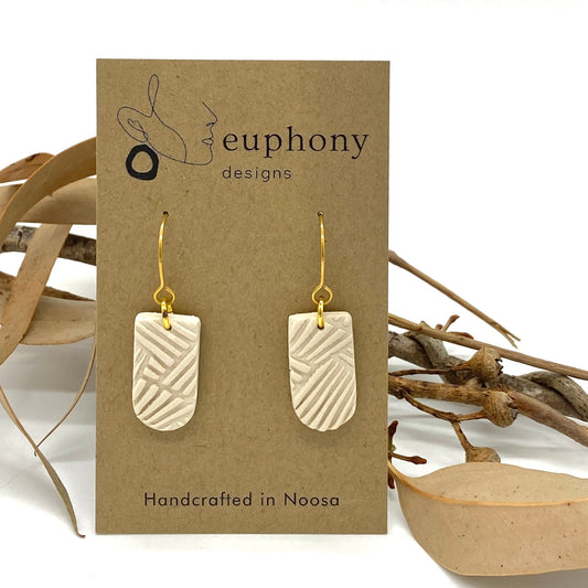 Beige Textured Inverted Arch Earrings