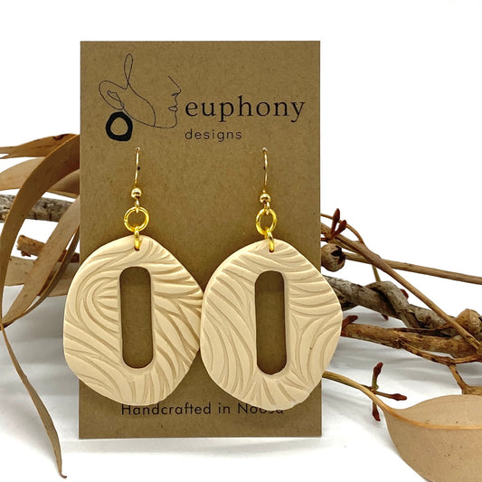 Eggshell Large Hoop Textured Statement Earrings