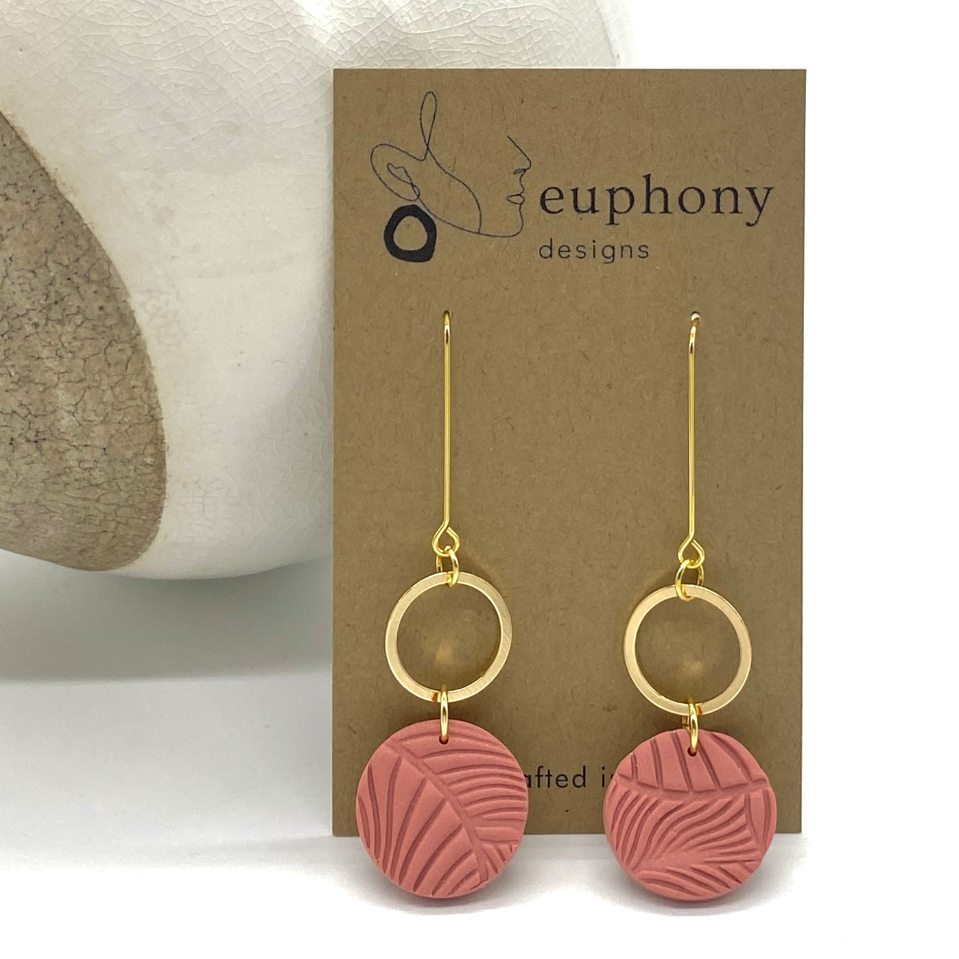 Gold Ring Terracotta Circle Statement Earrings