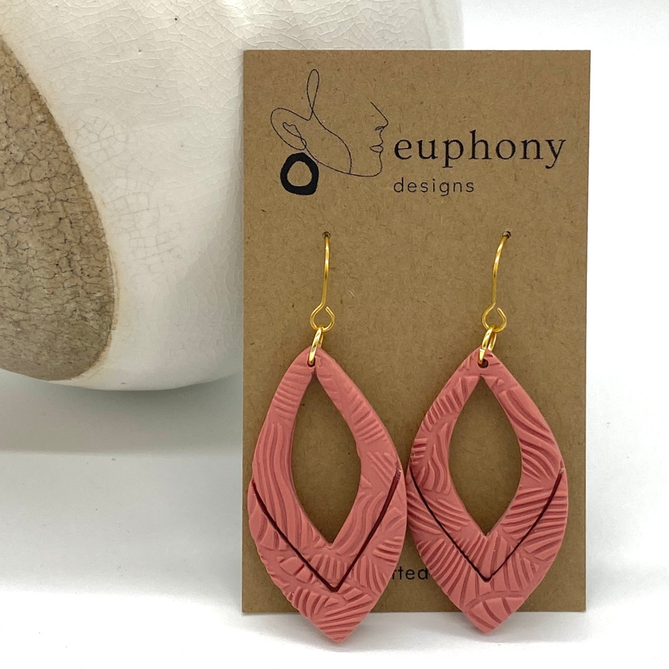 Large Terracotta Diamond Hoop Statement Earrings